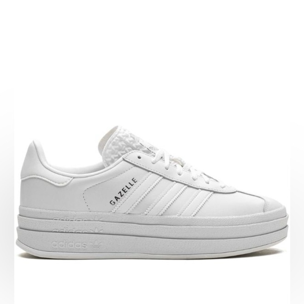 Women’s ADIDAS Gazelle bold triple white leather sneakers- Size 9.5
